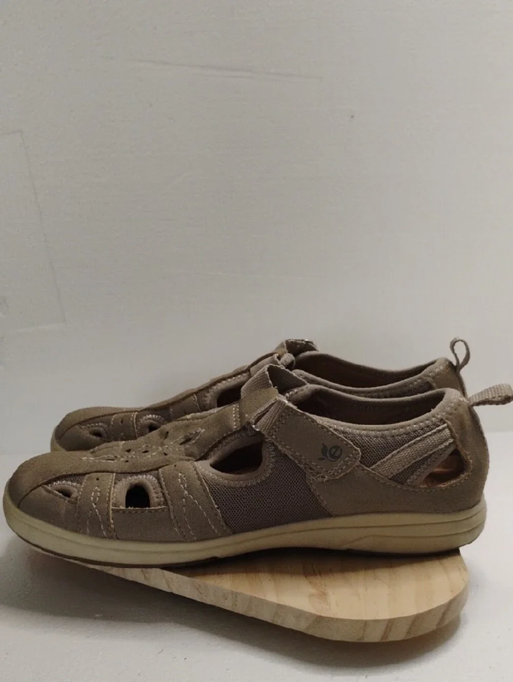 Origins Taupe Suede Strap Cutout Sandals